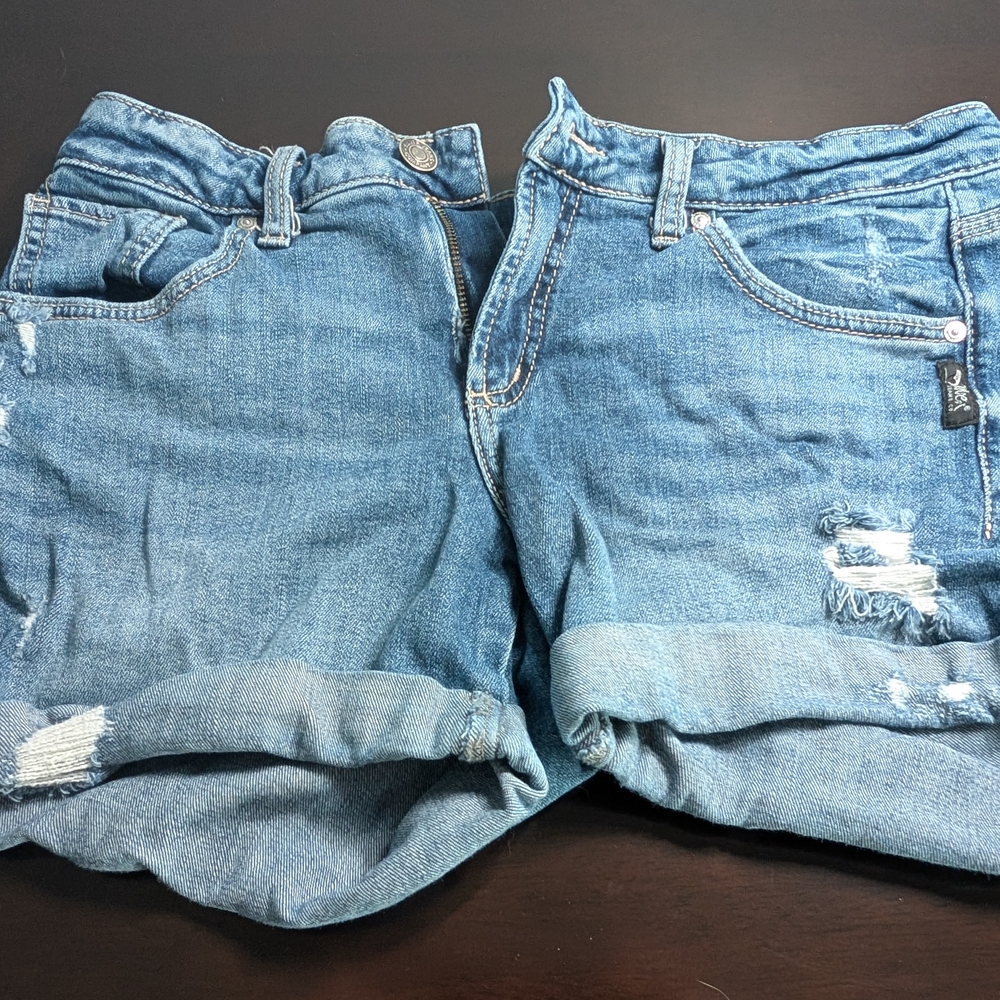 Silver Jeans Blue Distressed Jean Shorts